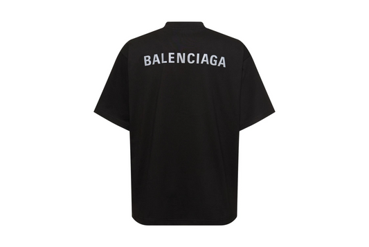 BALENCIAGA - T-SHIRT OVERSIZE NERA CON STAMPE REFLECTIVE