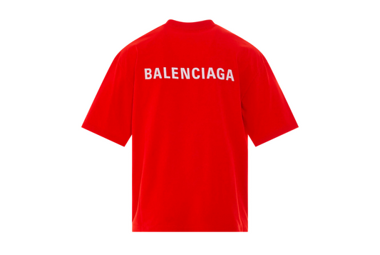BALENCIAGA - T-SHIRT OVERSIZE ROSSA CON RICAMI